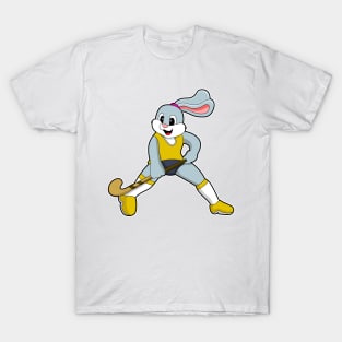 Rabbit at Hockey with Hockey bat T-Shirt